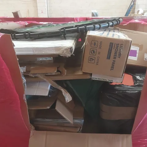 PALLET OF ASSORTED HOUSEHOLD GOODS AND PRODUCTS TO INCLUDE; BOXED FURNITURE ETC