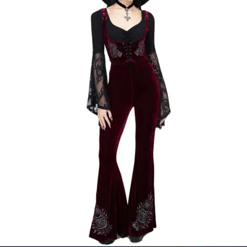FIVE BRAND NEW KILLSTAR - A DEVIL'S ROSE FLARES - RED WOMEN'S PANTS