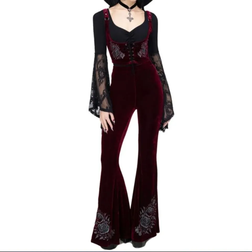 FIVE BRAND NEW KILLSTAR - A DEVIL'S ROSE FLARES - RED WOMEN'S PANTS