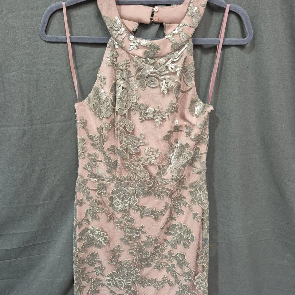 SONIA PEÑA PINK LACE SEQUIN DRESS – SLEEVELESS WOMEN’S EVENING/COCKTAIL WEAR -SIZE UNSPECIFIED
