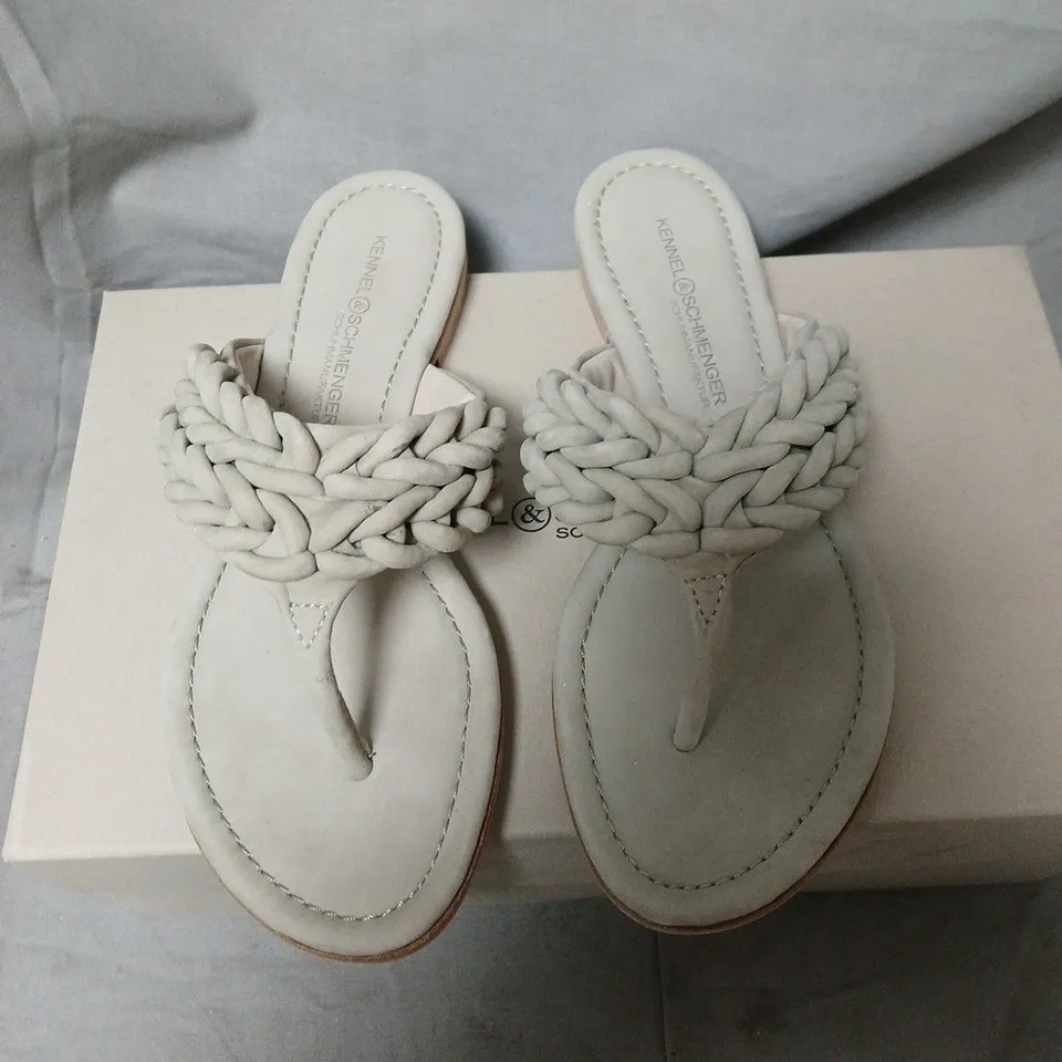 KENNEL & SCHMENGER JUNGLE SANDALS – LIGHT GREY BRAIDED LEATHER, UK SIZE 4.5