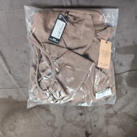 BAGGED PRETTY LITTLE THING DARK TAUPE TAILORED EXTREME RUCHED ASYMMETRIC TOP SIZE 8