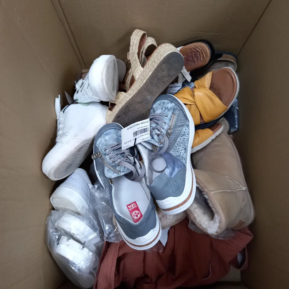 BOX OF APPROXIMATELY 10 ASSORTED PAIR OF SHOES TO INCLUDE STRIVE, RIEKER, DUNE ETC
