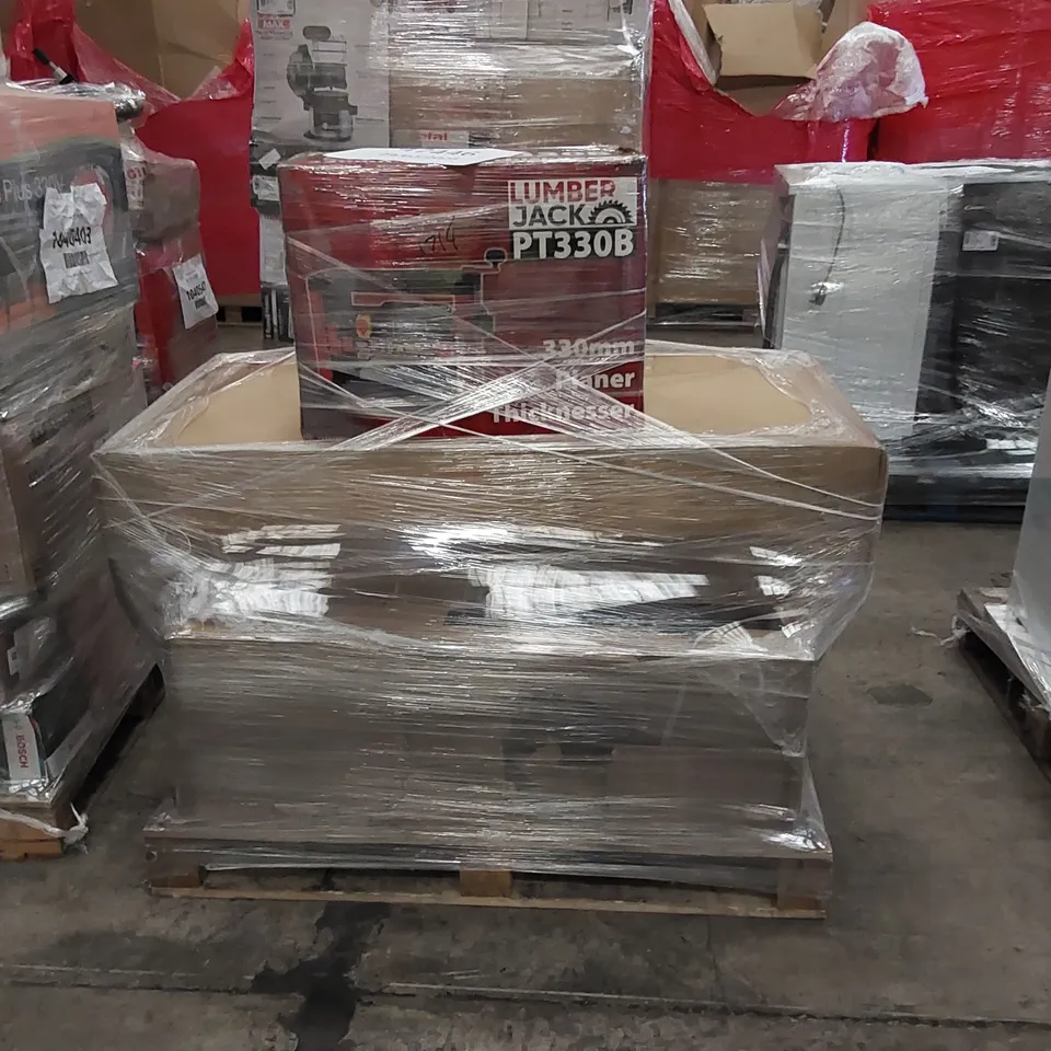 WARMLITE WL45043 CAMBRIDGE FIREPLACE STOVE BLACK, WARMLITE HINGHAM WALL MOUNTED FIREPLACE AND LUMBERJACK PT330B THICKNESSER - UNPROCESSED RAW RETURNS