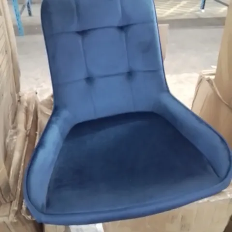 BOXED MCCASLIN SET OF TWO BLUE VELVET DINING CHAIRS
