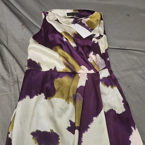 ZARA WOMEN'S DRESS – PURPLE, CREAM & OLIVE ABSTRACT PRINT, XS