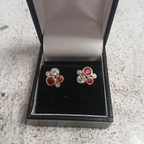 DIAMONIQUE 1.5CT RUBY BUBBLE STUD EARRINGS STERLING SILVER 