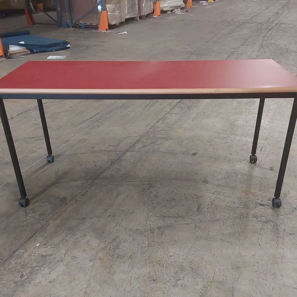 MOBILE TABLE WITH WOODEN TOP