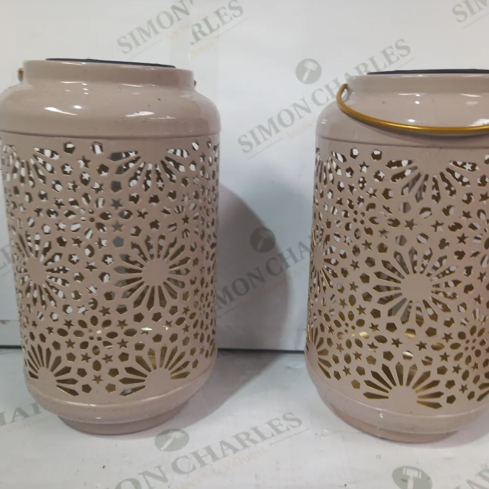 GARDEN REFLECTIONS SET OF 2 PATTERNED SOLAR LANTERNS