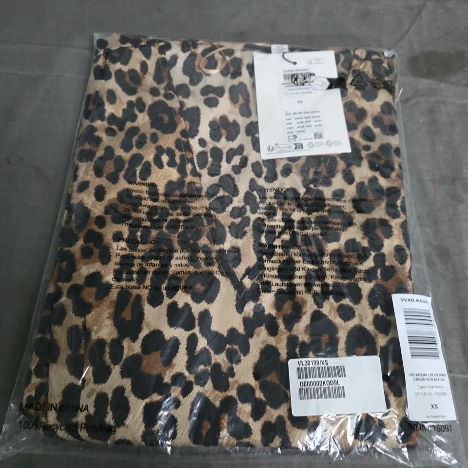 VERO MODA VERENA LEOPARD PRINT WRAP DRESS – XS