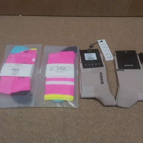 BOX TO CONTAIN A LARGE QUANTITY OF BRAND NEW PAIRS OF PONGO LONDON AND BISSINI CYCLING SOCKS - COLOURS AND SIZES VARY // 1 PAIR PER PACK