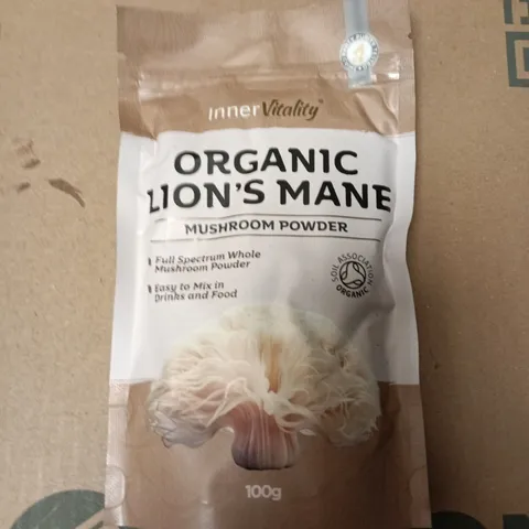 INNER VITALITY ORGANIC LION'S MANE MUSHROOM POWDER – 100G