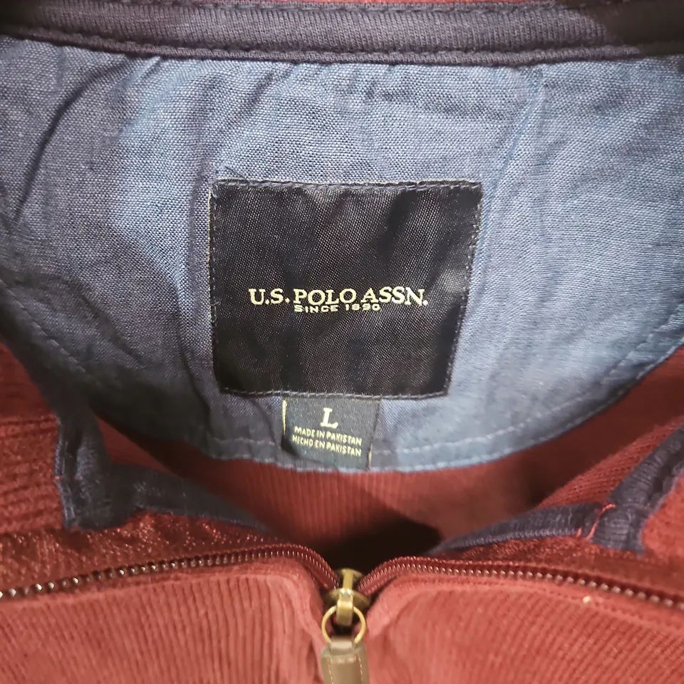 US POLO ASSN. MEN'S BURGUNDY HALF-ZIP FLEECE PULLOVER – L