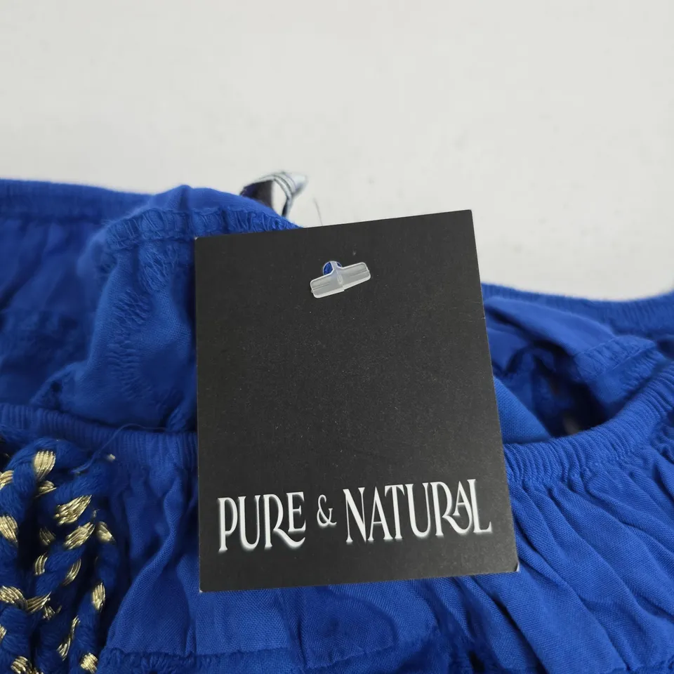 PURE & NATURAL WOMEN'S BLUE DRESS WITH SMOCKED NECKLINE