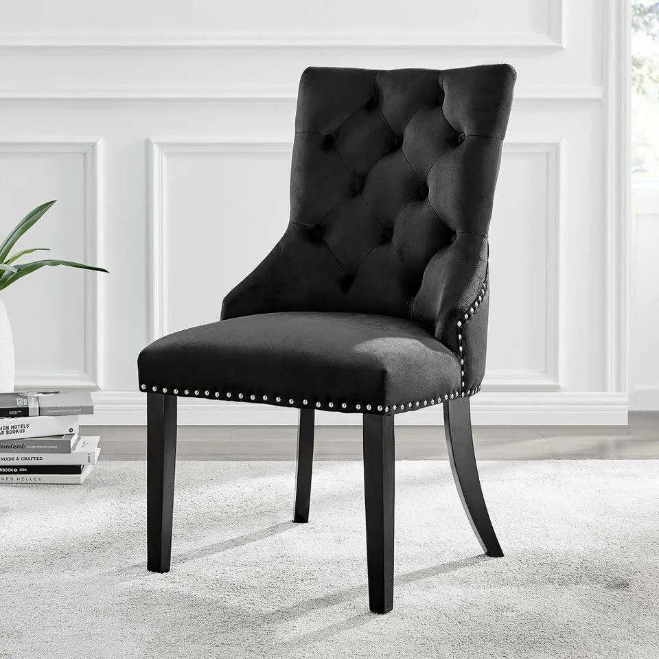 BOXED LUXURY UPHOLSTERED SIDE CHAIR - BLACK