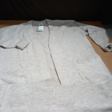 H&M OPEN FRONT LONG LINE CARDIGAN IN NATURAL - S