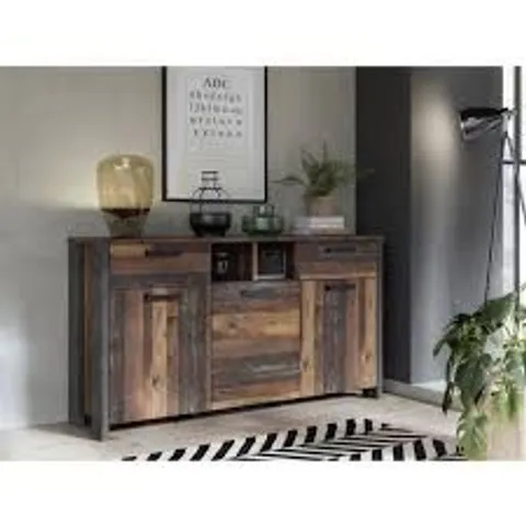 BOXED LANHAM SIDEBOARD - WOOD VINTAGE/DARK GREY (3 BOXES)