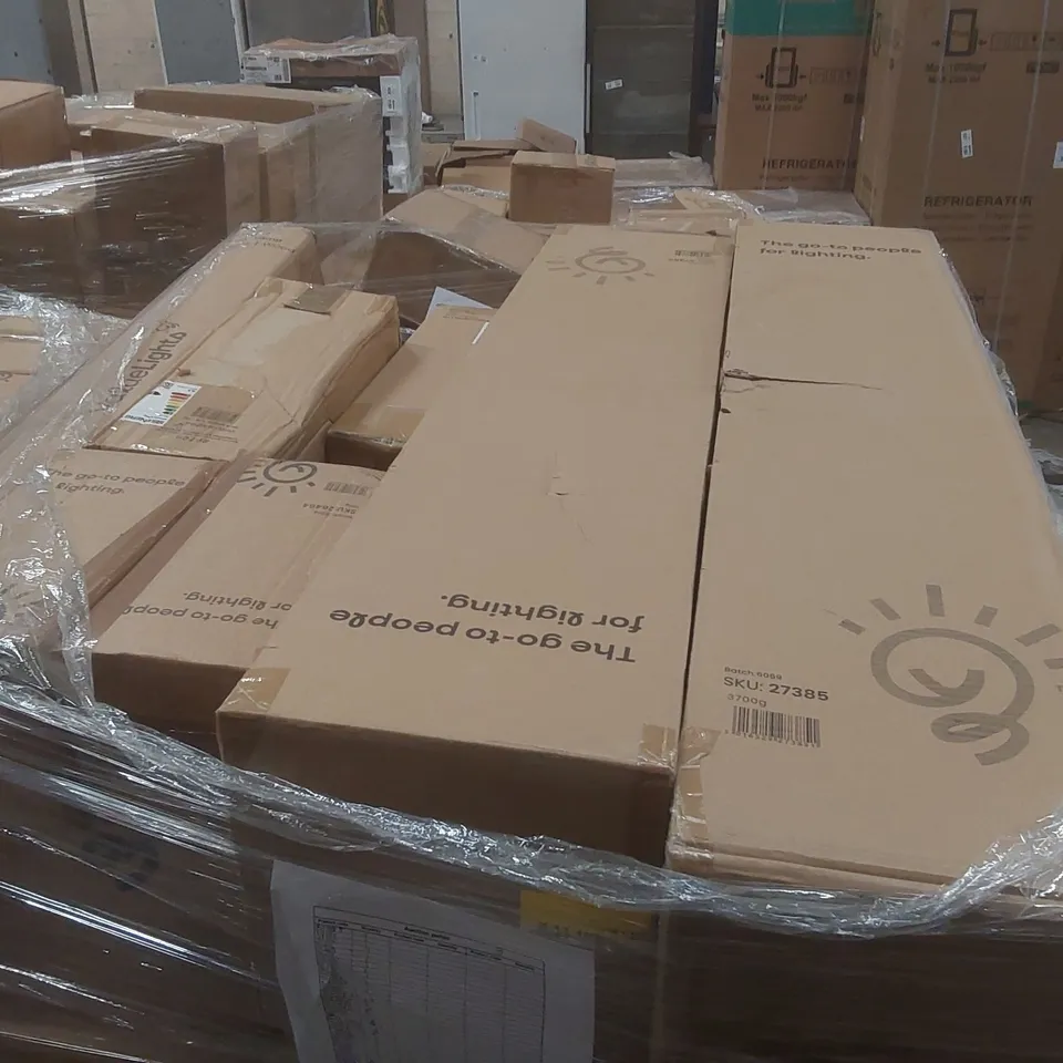 PALLET CONTAINING A VERY LARGE QUANTITY OF ASSORTED DESIGNER LIGHTING PRODUCTS