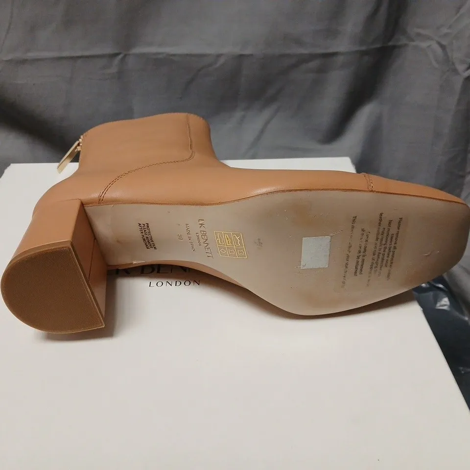 LK BENNETT TAN LEATHER ANKLE BOOTS – BLOCK HEEL SIZE EU 39