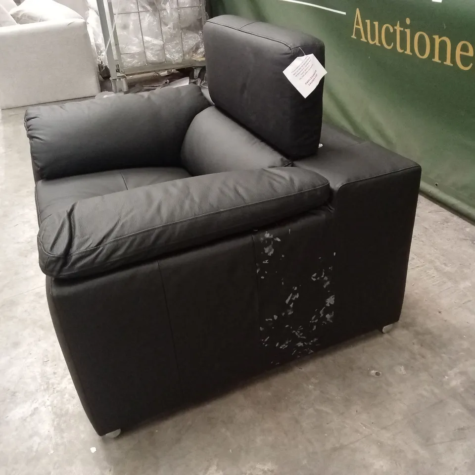 BRADY 100% PREMIUM LEATHER ARMCHAIR - BLACK RRP £729