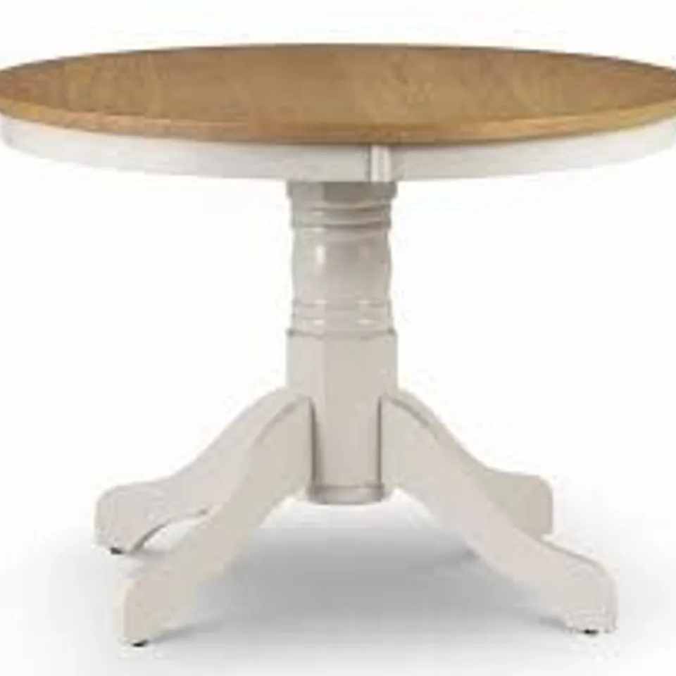 BOXED JULIAN BOWEN DAVENPORT ROUND PEDESTAL TABLE - OAK/IVORY (2 BOXES)