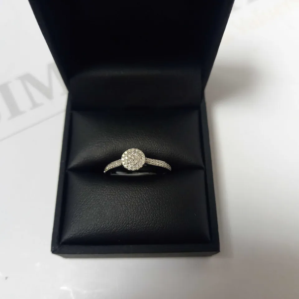 LOVE DIAMOND 9CT WHITE GOLD 29 POINT DIAMOND CLUSTER BRIDAL SET RRP £649