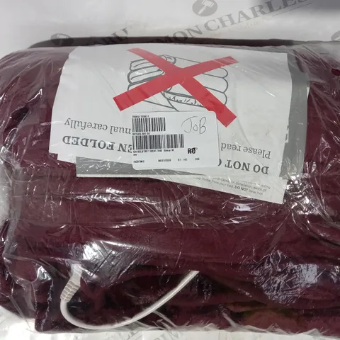 BOXED COZEE HOME VELVETSOFT HEATED THROW IN SHIRAZ WINE