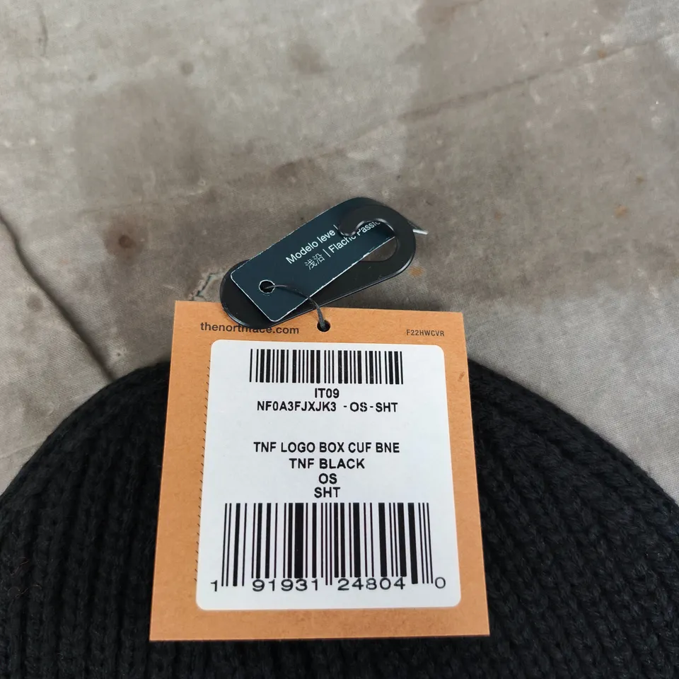 THE NORTH FACE LOGO BOX CUFF BEANIE – BLACK, ONE SIZE