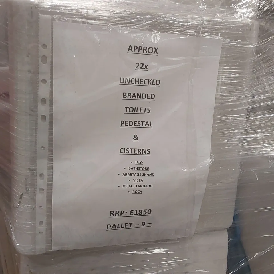 PALLET CONTAINING APPROXIMATELY 22x BRANDED TOILET PEDESTALS & CISTERNS
