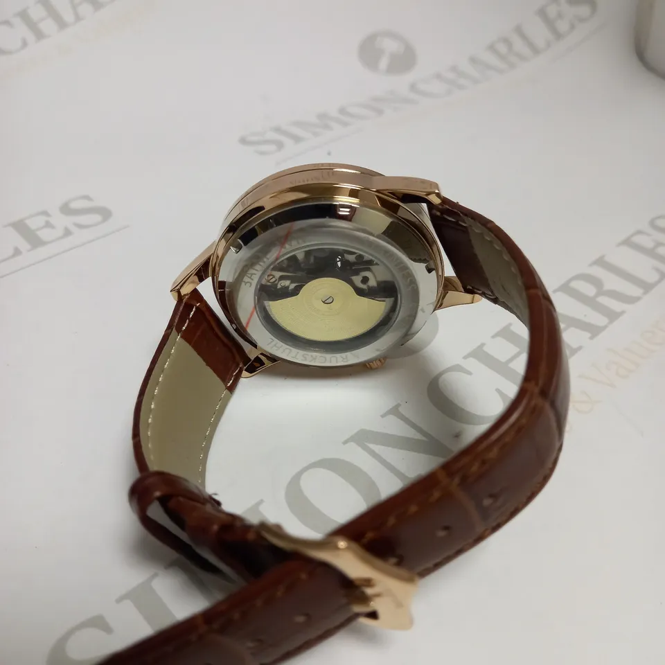 MENS RUCKSTUHL AUTOMATIC DIAL – R100 -TOURBILLION DESIGN DIAL – GLASS EXHIBITION BACK – LEATHER STRAP