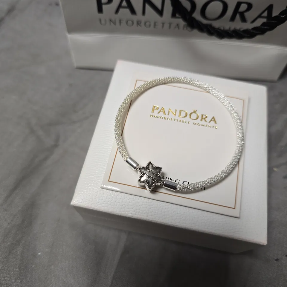 PANDORA SILVER MESH BRACELET WITH STAR CHARM S925 ALE