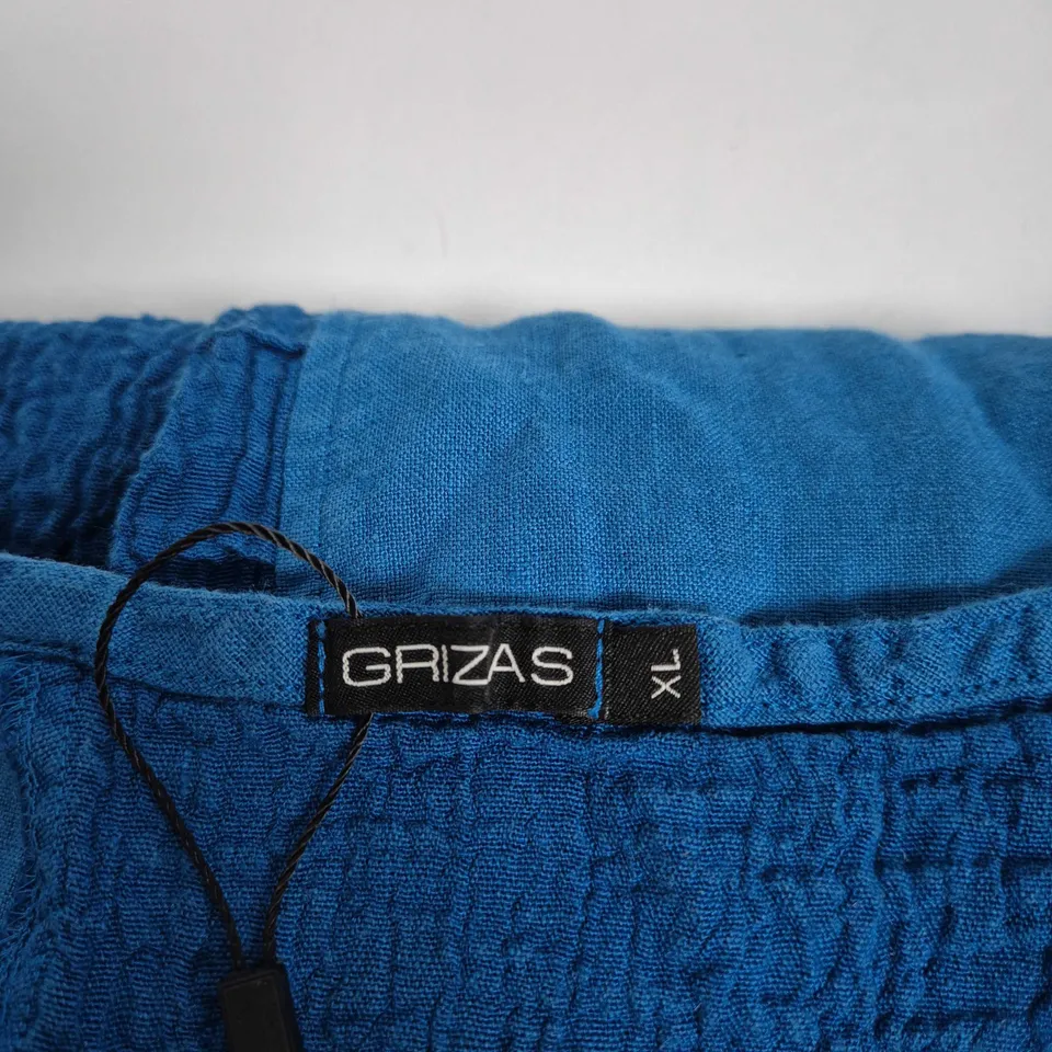 GRIZAS PANELLED LINEN FLARED DRESS – COBALT BLUE – SIZE XL