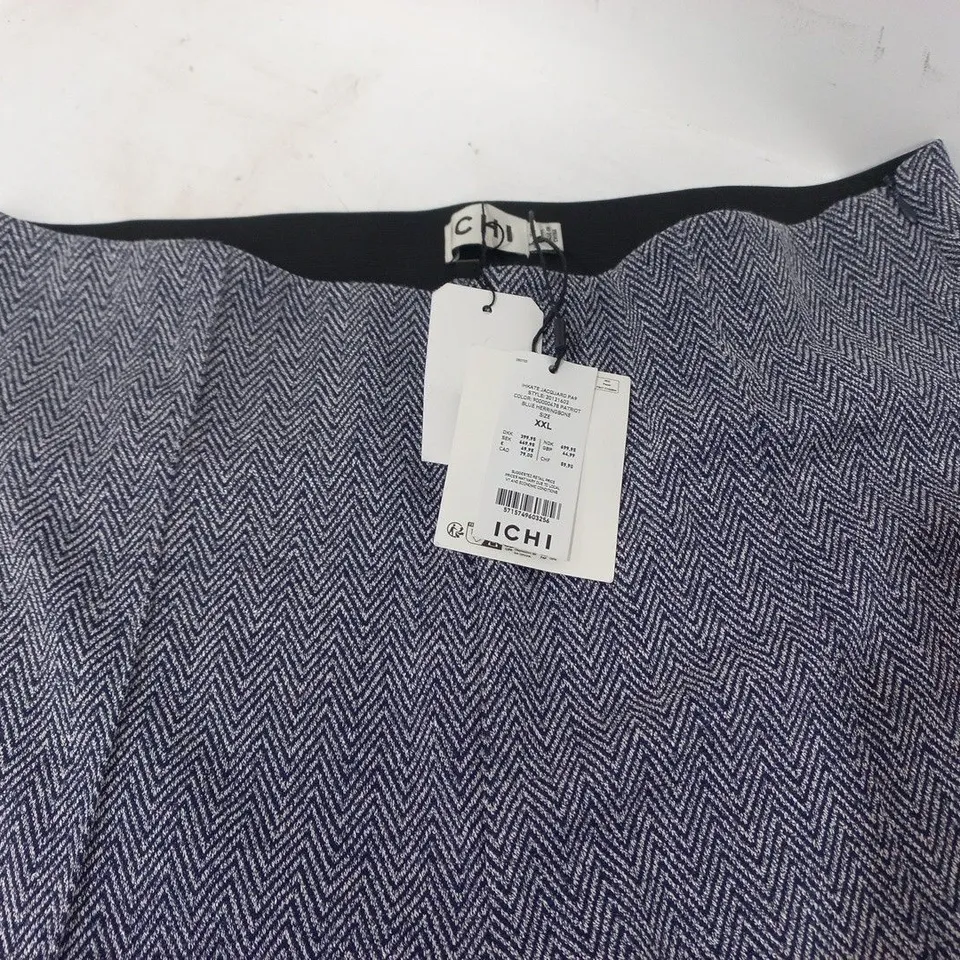ICHI IHKATE JACQUARD BLUE HERRINGBONE TROUSERS IN BLUE - XXL