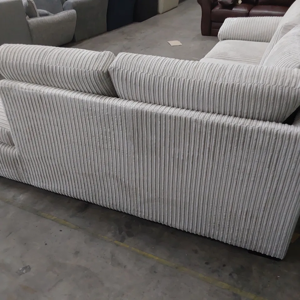 DESIGNER CHAISE CORNER SOFA NATURAL JUMBO CHORD FABRIC 
