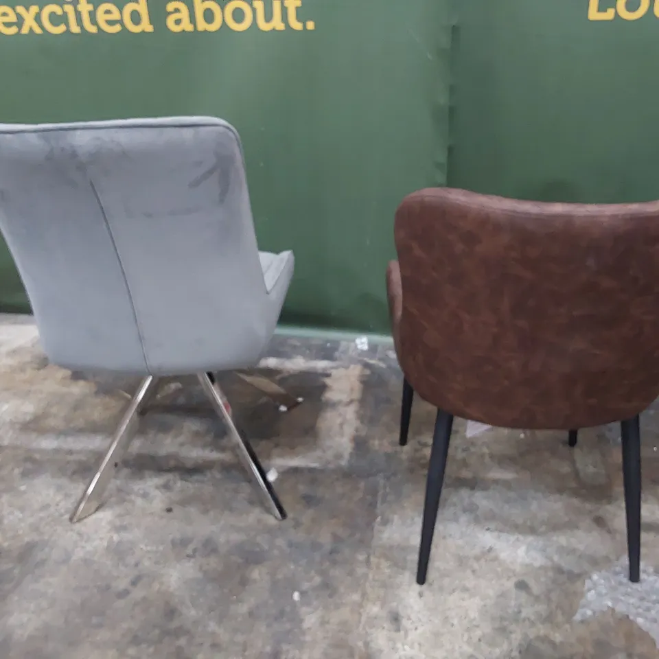 TWO UPHOLSTERED DINING CHAIRS