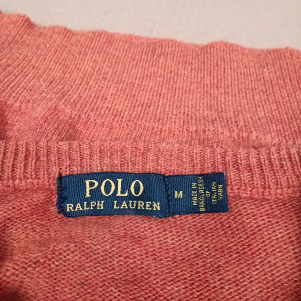 POLO RALPH LAUREN MEN'S KNIT V-NECK SWEATER – CORAL, SIZE M