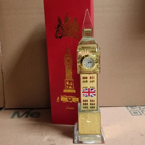 GLASS BIG BEN TOWER MANTLE PIECE CLOCK