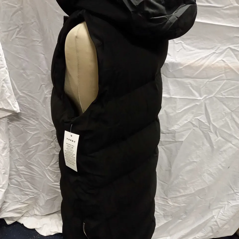 SILKFRED SLEEVELESS BLACK LONGLINE PADDED JACKET - SIZE M