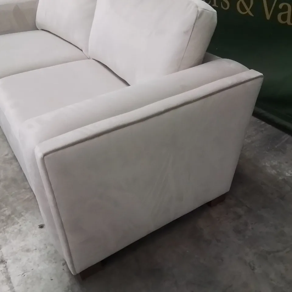 QUALITY DESIGNER EX SHOWROOM MAISON 3 SEATER VELVET SOFA - NATURAL 