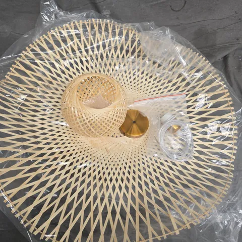 CIRCULAR RATTAN PENDANT LIGHT SHADE WITH BRASS FITTING