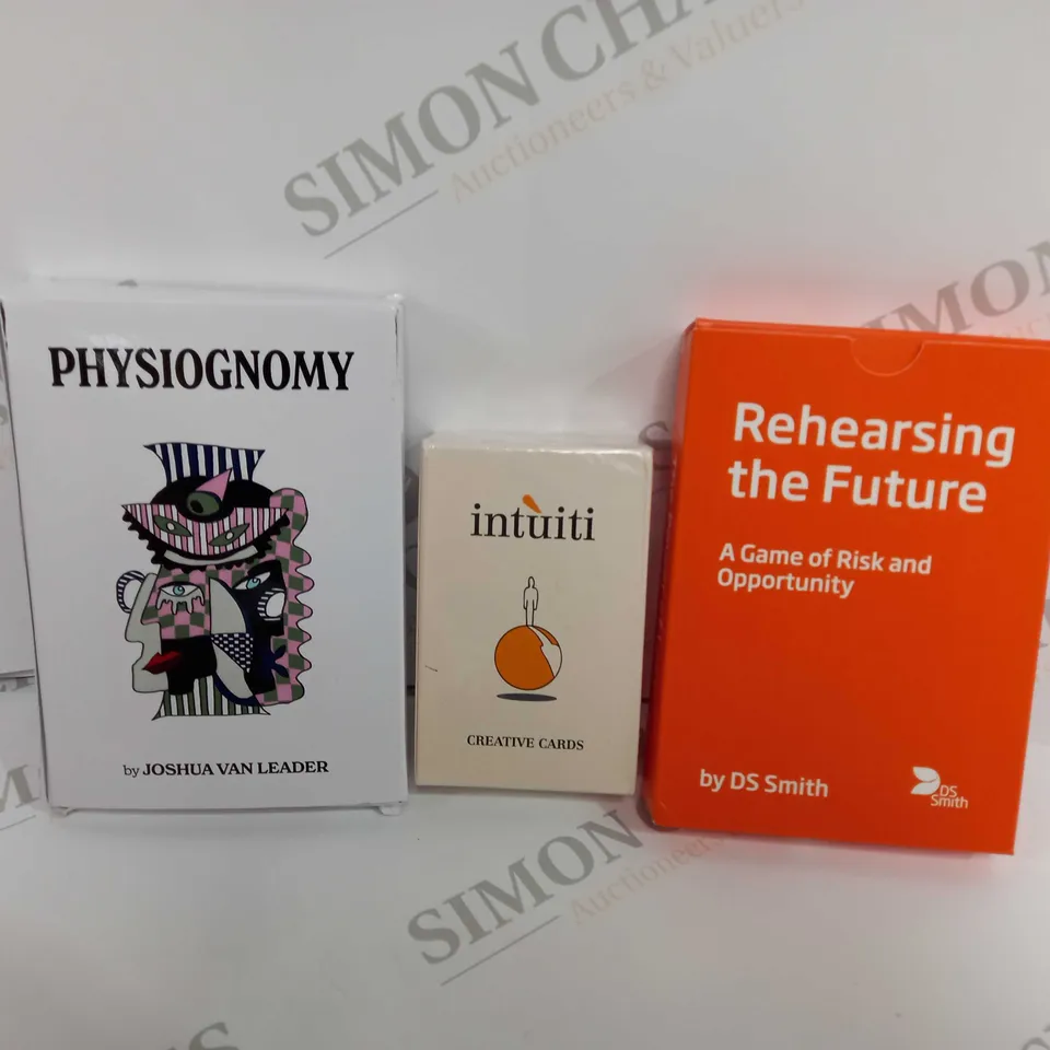 BOX OF 3 CARD GAMES INCLUDING PHYSIOGNOMY, REHEARSING THE FUTURE AND INTUITI