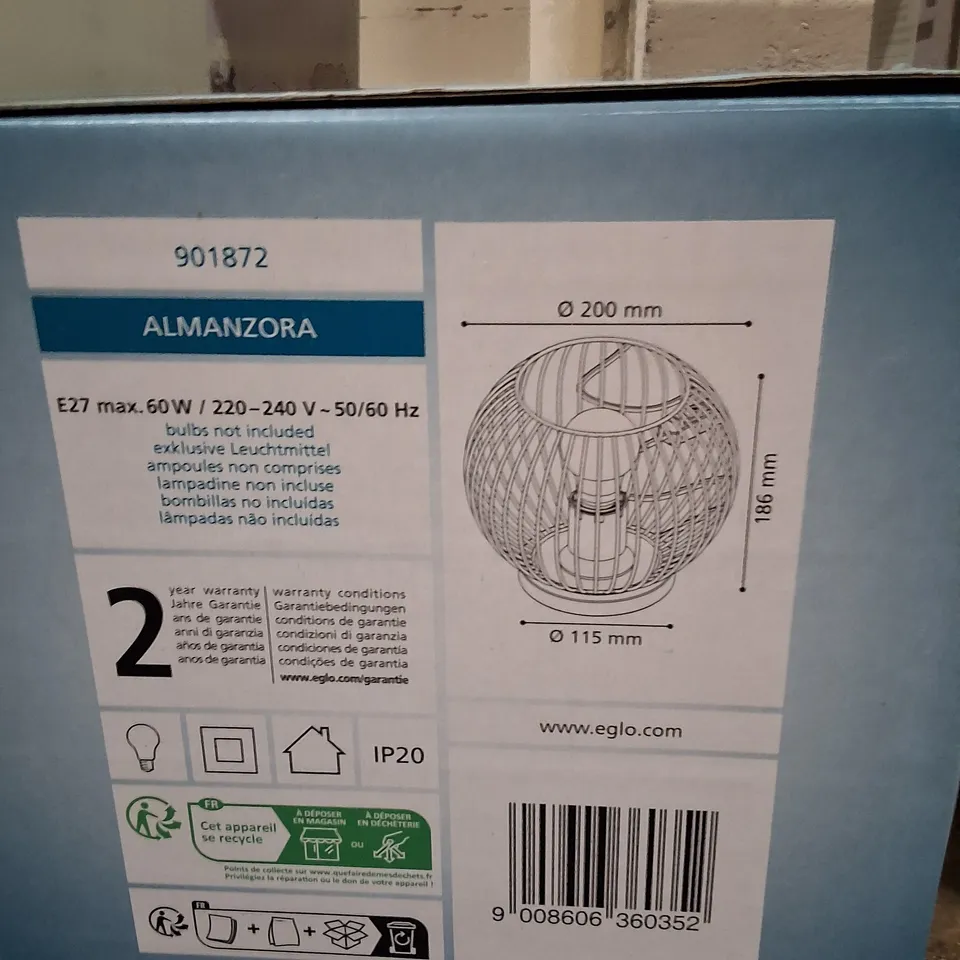 BOXED EGLO ALMANZORA PENDANT LAMP – SPHERE CAGE, Ø200 MM X 186 MM, E27 SOCKET