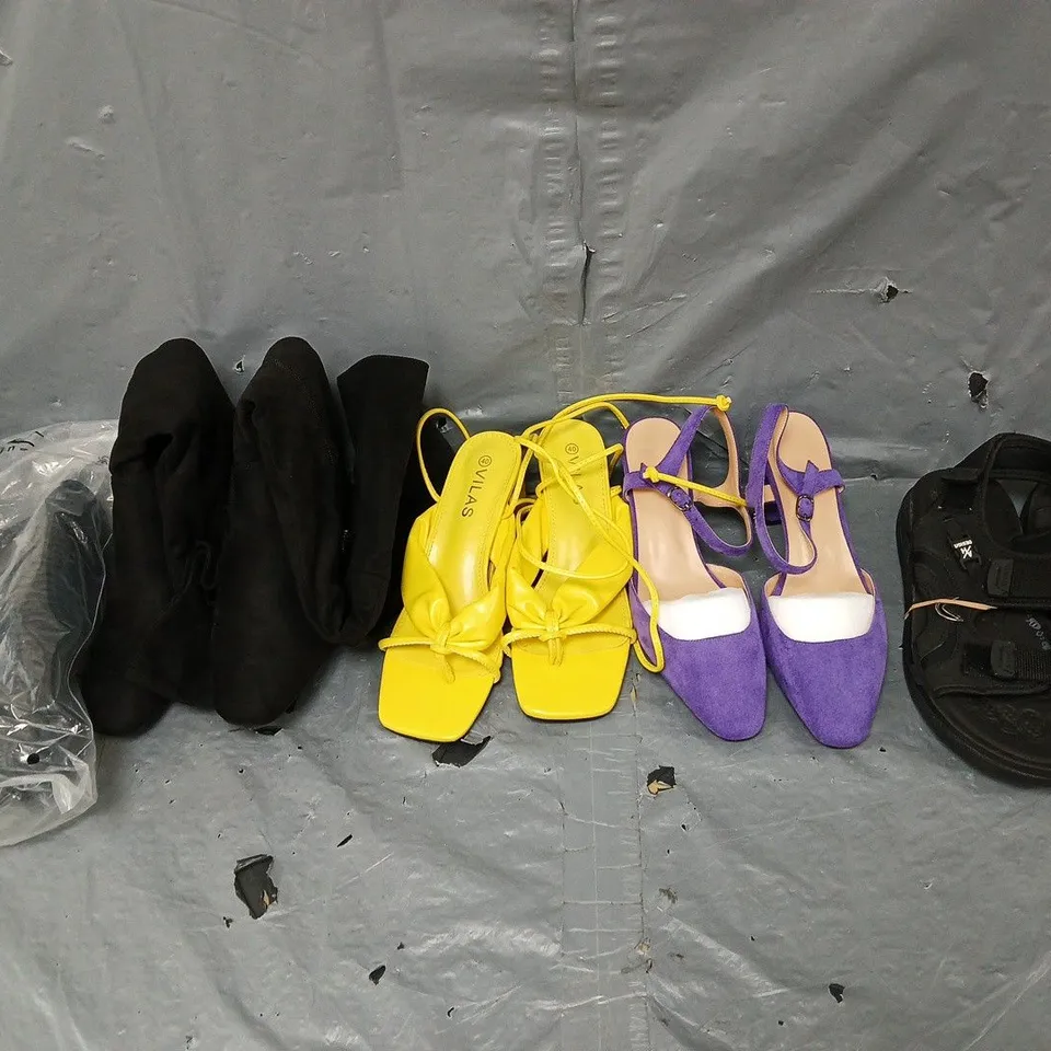 BOX OF APPROXIMATELY 15 PAIRS OF ASSORTED SHOES IN VARIOUS STYLES, COLOURS AND SIZES