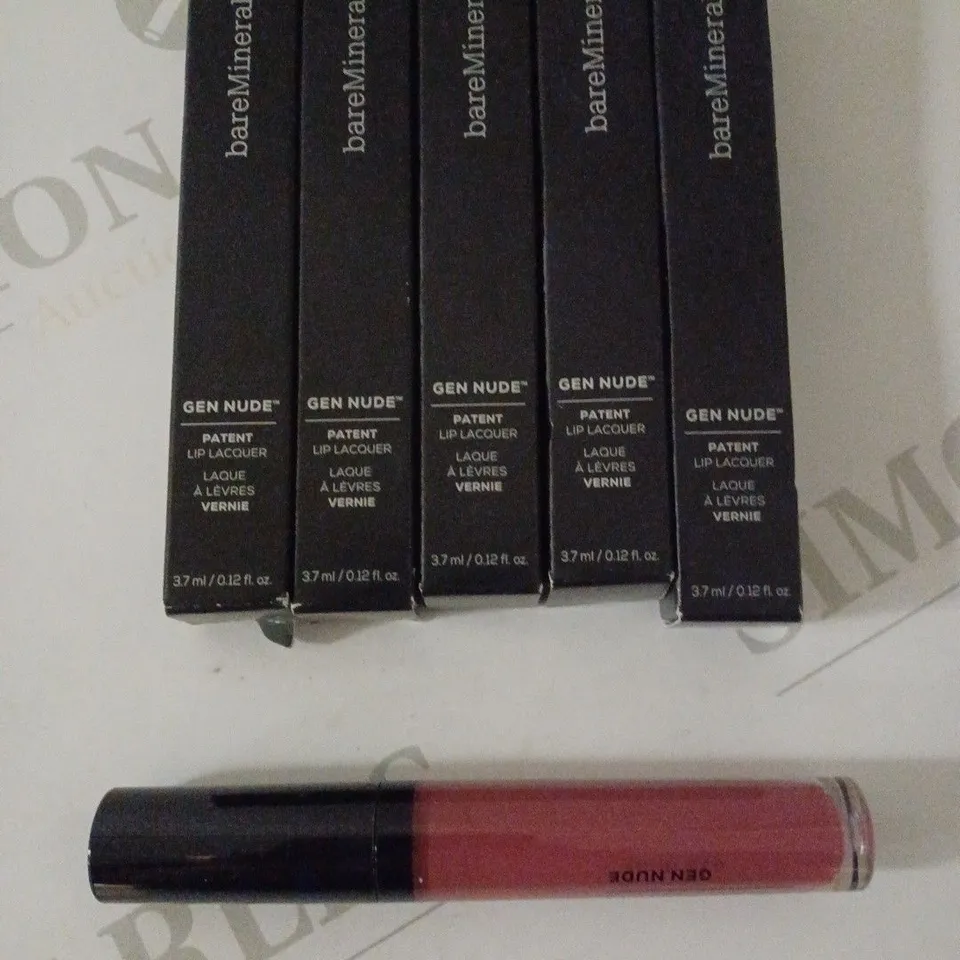 LOT OF 6 BAREMINERALS GEN NUDE PATENT LIP LACQUER, ADDICTED (0.12 OZ / 3.5 ML)