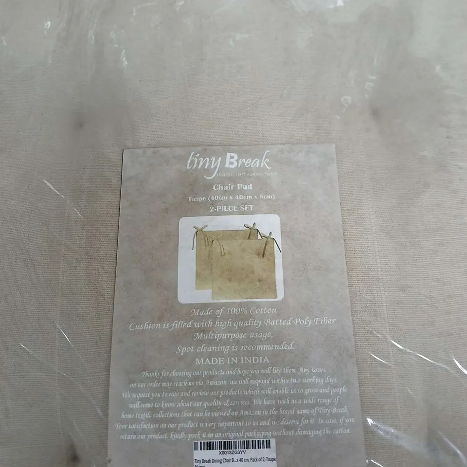 TINY BREAK TAUPE CHAIR PAD SET (40CM X 40CM X 5CM, 2-PIECE) X4  + NATURAL FLOOR CUSHION (50CM X 50CM X 10CM) X1 – UPHOLSTERY CUSHIONS