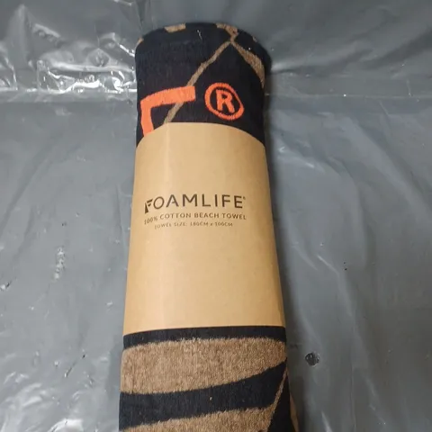 FOAM LIFE BEACH TOWEL BLACK 180CM X 100CM