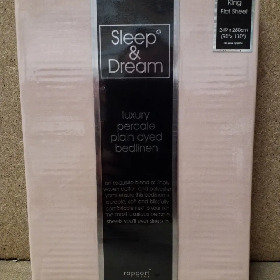 BRAND NEW SLEEP&DREAM LUXURY PERCALE PLAIN DYED BED LINEN (KING FLAT SHEET)