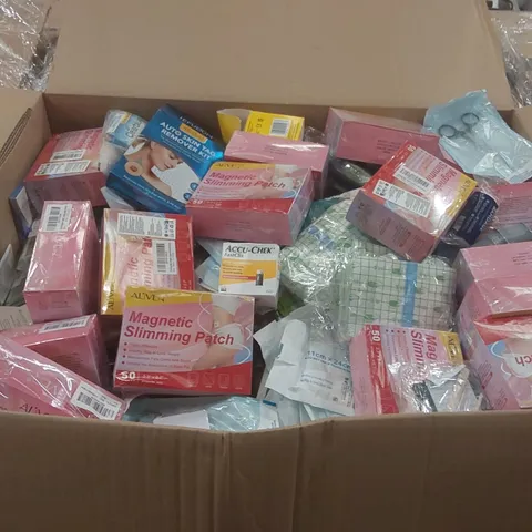 PALLET CONTAINING A VERY LARGE QUANTITY OF ASSORTED MEDICAL SUPPLIES INCLUDING: MAGNETIC SLIMMING PATCHES, SKIN TAG REMOVERS, WOUND DRESSING, MEDICAL SCISSORS ECT