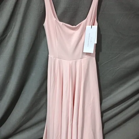 CLUB L LONDON PARINA PINK STRAPPY VOLUME-HEM MIDI DRESS, UK 10