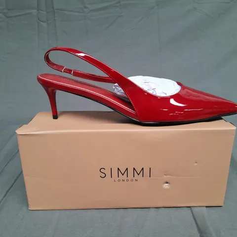 BOXED PAIR OF SIMMI LONDON CECILY RUBY RED HEELS SIZE UK 9